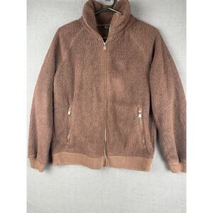 ATHLETA TUGGA Women Full Zip Cropped Jacket Mountain Brown Sherpa Fleece Size XS